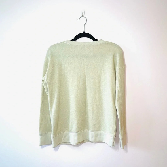American Eagle Cream & Gold Metallic Sparkle Pullover Sweatshirt Small Women’s - Picture 7 of 12
